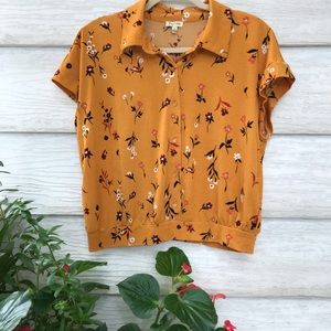 Mustard Floral Button Up